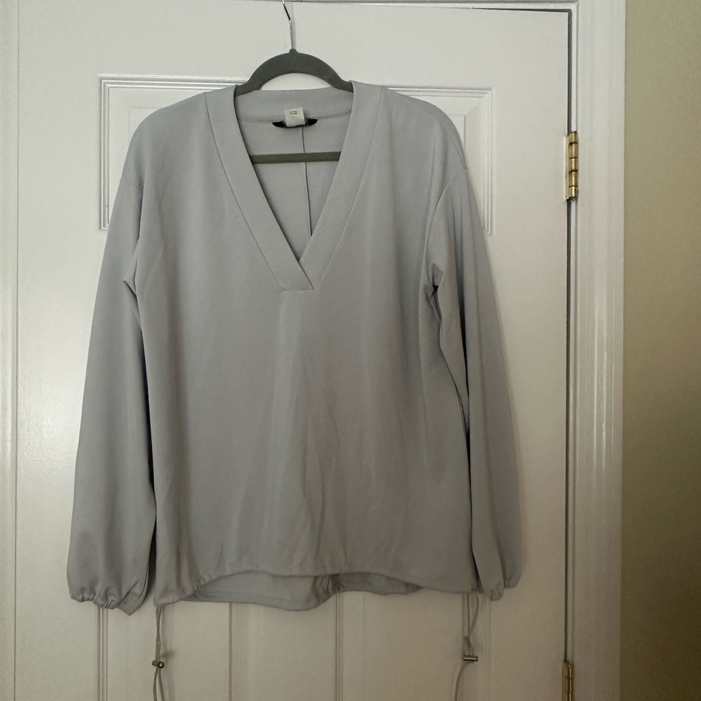 Club Monaco Soft Gray V-Neck Blouse